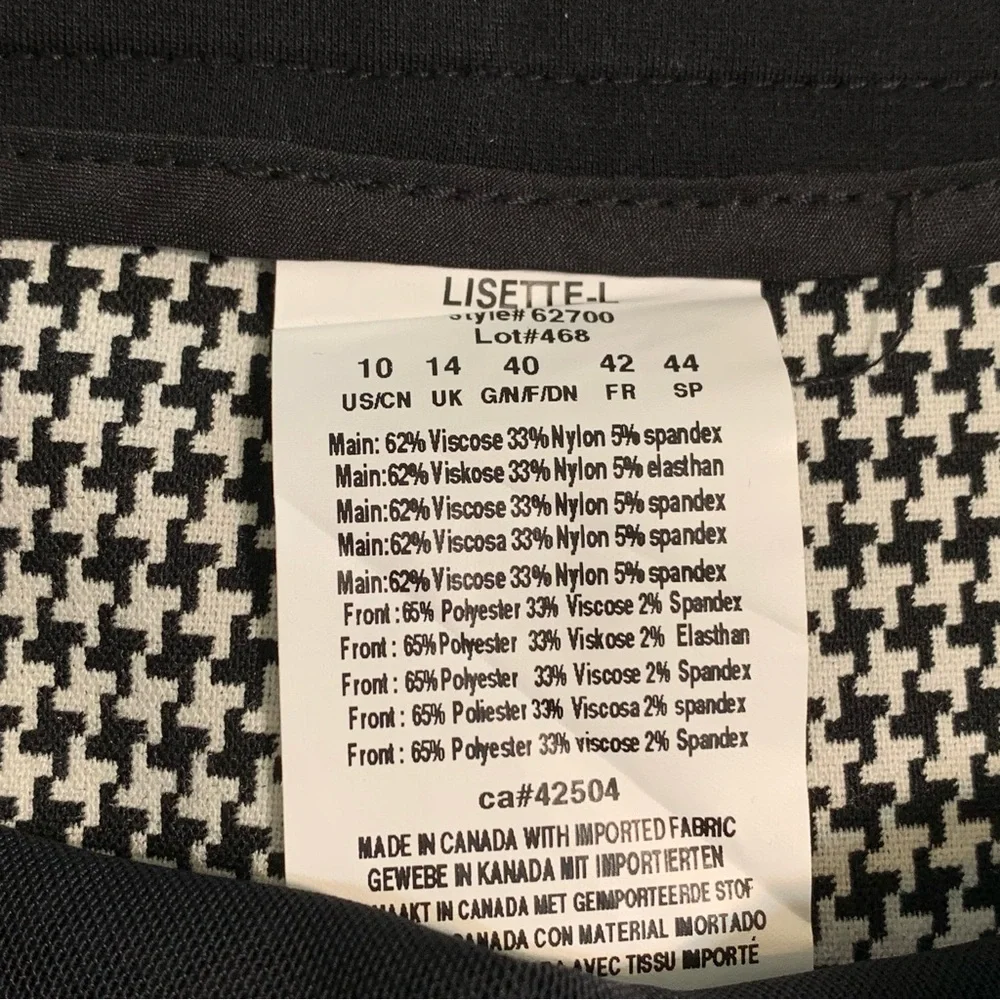 LISETTE L Black and White Houndstooth Pencil Skirt Size 10 Chic Flattering